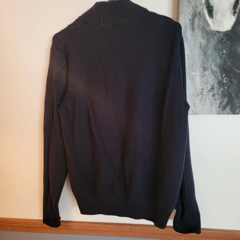 Nautica Blue Fisherman’s Cable knit Sweater with 3/4 Button Up. 100% Cotton, Med